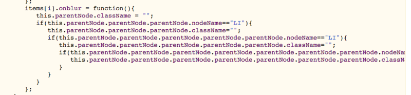 Screenshot einer Kette von parentNode, weil es den IE6 berücksichtigen musste